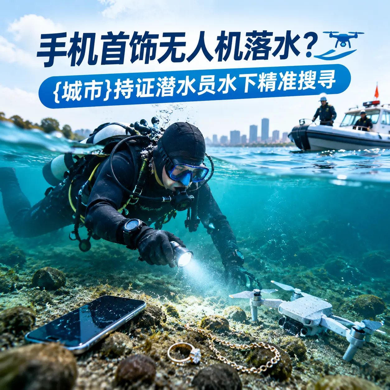手机首饰无人机落水？上犹持证潜水员水下精准搜寻